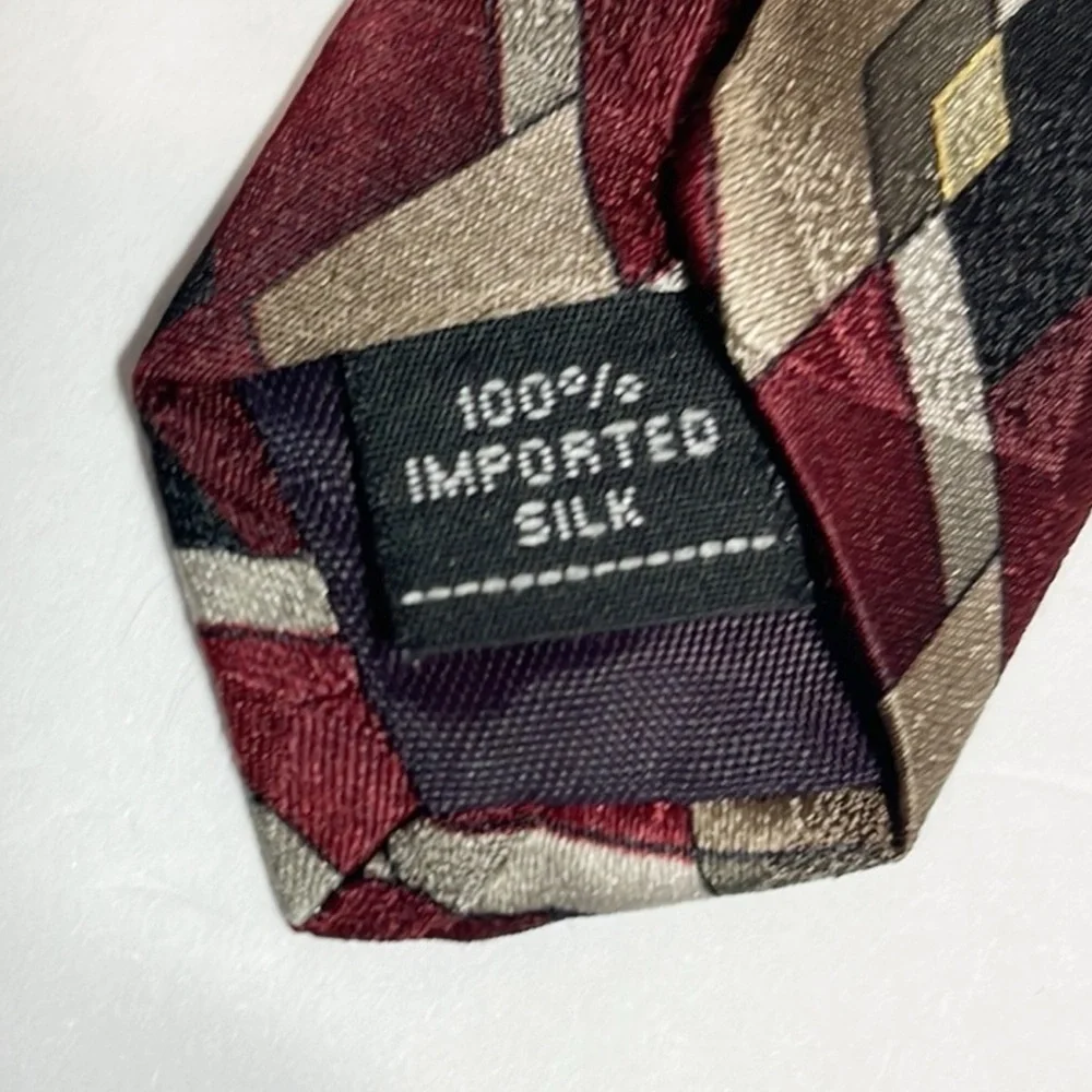 Vintage Palatina Mens Imported Silk‎ Tie Necktie Geometric Jacquard Print